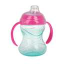 Nuby Clik-It Grip N' Sip Soft Spout No-Spill Training Sippy Cup with Handles - (3-Pack) 10 oz - 4+ Months - Aqua/Purple/Pink