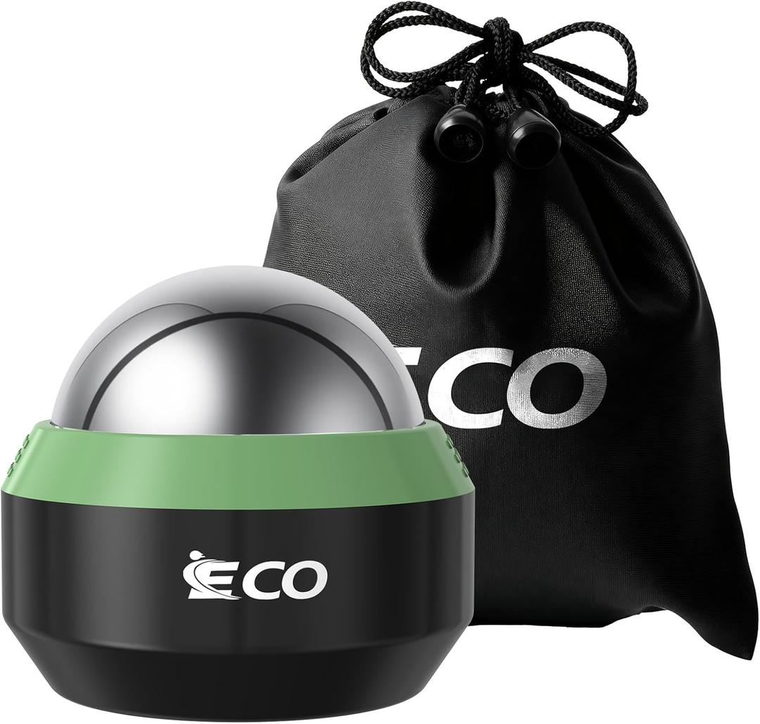 iECO Cryosphere Cold Massage Roller Ball - Massage Ball for Cold & Heat Relief, Myofascial Release, Trigger Point Therapy, Muscle Knots - Deep Tissue Ice Massager (1 Count (Pack of 1), Black+green)