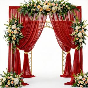 10x12FT Red Wrinkle Free Thick Backdrops Red Backdrop Curtains for Party Arch Stage Wedding Ceremony Curtains Fabric Photography Backdrop 5x12ft,2 Panels YUNNS105