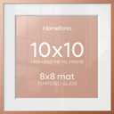 10x10 Picture Frame Rose Gold, High End Metal 10 by 10 Square Frames with Mat 8 x 8 Photo, 10by10 Poster Frame Matted to 8x8 Print, Wall or Tabletop Frame, Tempered Glass, Wall Kit, Set of 1