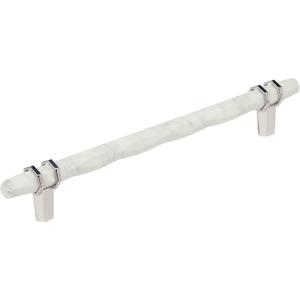 Amerock Carrione 8 inch (203mm) Center-to-Center Marble White/Polished Nickel Cabinet Pull, BP36663MWPN