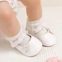 Meckior Infant Baby Girl Sandals Soft Non-Slip Rubber Sole Handmade Princess Wedding Dress Shoes Toddler First Walkers (White, 12-18M)