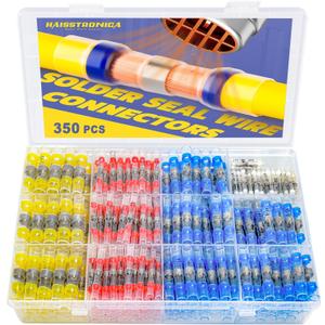 haisstronica 350PCS Solder Seal Wire Connectors Kit, 26-10 Gauge Marine Grade Heat Shrink Waterproof Butt Connectors for Electrical, Stereo, Corrosion and Weatherproof (4 Colors/4 Sizes)