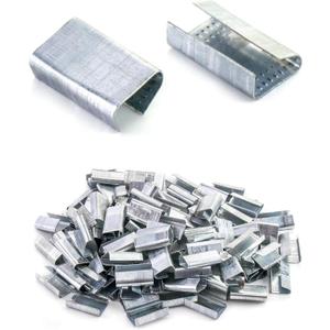 QWORK Seals for 1/2" Strap Width Steel Strapping, 500 Pcs Metal Clips for Firmly Securing Packaging and Pallet Banding, Fix Large and Medium-sized Loads for Storage and Transportation