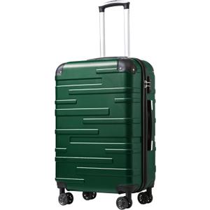 Coolife Luggage Suitcase Carry-on Hardside Travel Luggage TSA Lock Spinner Telescopic Handle (M(24in), dark green)