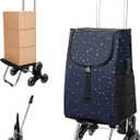 Foldable Stair Climbing Shopping Cart: Rolling Cart with Insulated Bag for Grocery Laundry (Stars)
