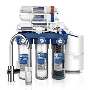 Level 6 RO Reverse Osmosis Filtration SystemUnder-Sink Water Purifier + 6 Filter Cartridges (Includes Faucet and Storage Tank), Featuring pH Adjustment and Mineral Replenishment, 100 GDP