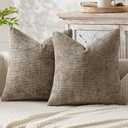 MIULEE Pack of 2 Couch Throw Pillow Covers 20x20 Inch Neutral Khaki Modern Boho Accent Decorative Pillow Covers Soft Chenille Farmhouse Cushion Covers for Home Decor Bed Sofa Living Room