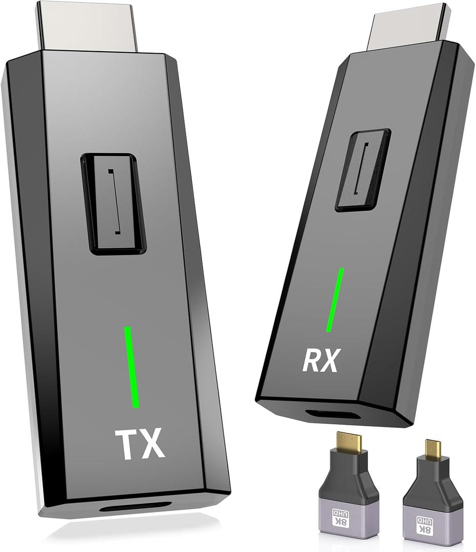 2026 Upgraded Wireless HDMI Transmitter and Receiver 328FT/100M, 4k Decode 1080P Output, Plug & Play Portable 2.4g/5g, Wireless Hdmi Extender Kit to Monitor from Laptop/PC/Projector/TV Box (Black)