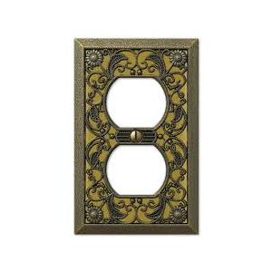 Antique Brass Fligree Amerelle Decor Collection Duplex Receptacle Plate