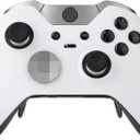eXtremeRate White Replacement Faceplate Front Housing Shell with Thumbstick Accent Rings for Xbox One Elite Remote Controller Model 1698 - Controller NOT Included