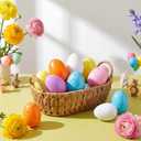 PullCrease 48 Pcs Speckled Easter Eggs 2.24" Colorful Plastic Eggs Empty Fillable Decorations for Bowl and Vase Filler for DIY Spring Party Favor for Kids and Easter Decorations Vase Decorating