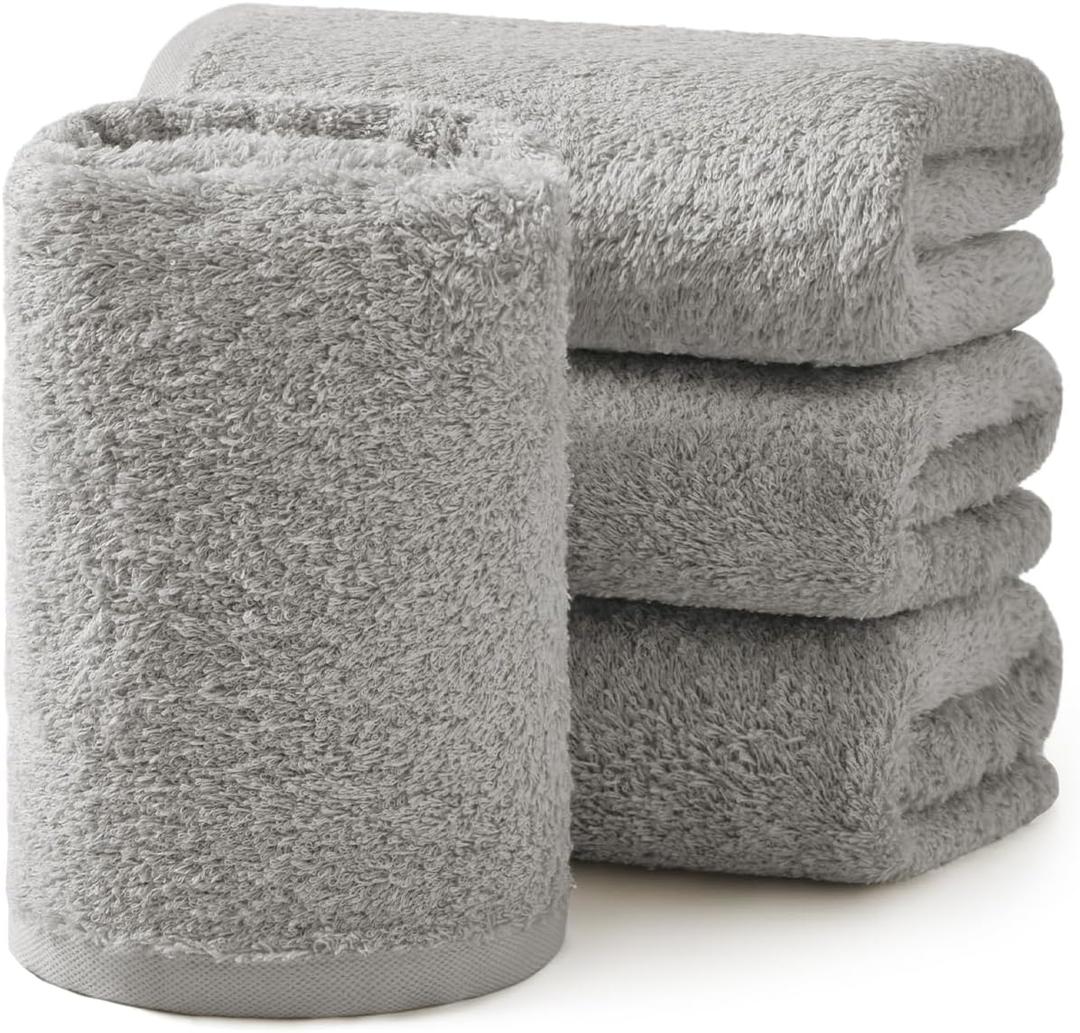 REDKISS 4-Pack Luxury Hand Towels, 16x32 Inch 450G 100% Cotton, Grey Quick-Dry Bathroom & Kitchen Towels, Super Soft and Highly Absorbent