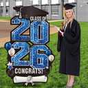 2026 Extra Large 47.2 Inch Graduation Yard Sign Congrats Grad Lawn Decor Class of 2026 DIY Name Yard Sign with Metal Stakes for College High School Grad Outdoor Party Supplies, Blue