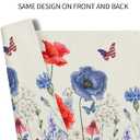 4th of July Placemats Set of 4 Red Blue Floral Patriotic Washable Non-Slip Heat Resistant Place Mats America Memorial Day Independence Day Table Mats 12x18 Inch