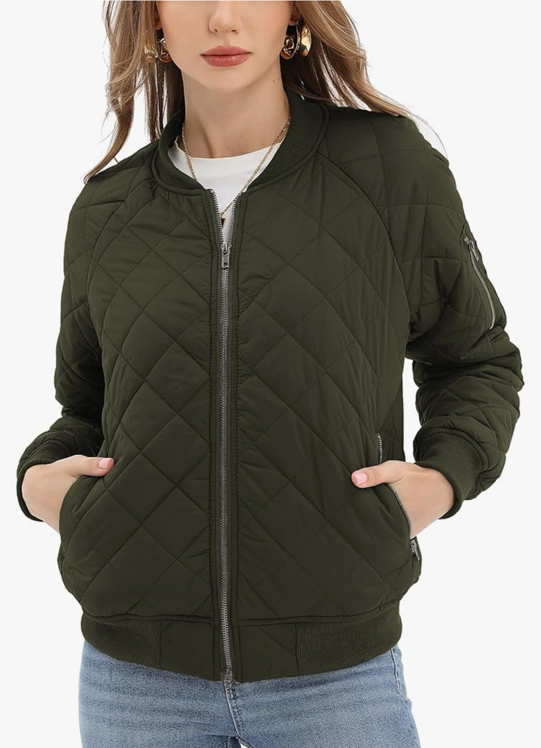 Argstar Women's Quilted Bomber Jakcet with 5 Pockets, XL
