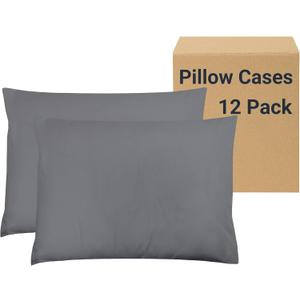 ZPECC Pillow Cases Standard Size Set of 12, 20x26 Envelope Closure Pillowcases, Soft Plain Brushed Microfiber Covers Hypoallergenic Breathable, Gray