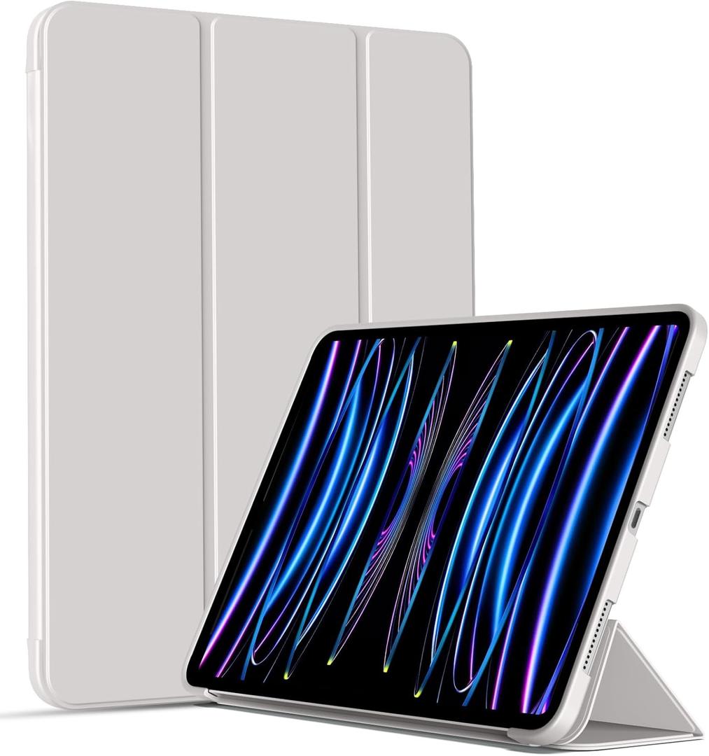 Case for iPad Pro 11 inch 4th/3rd/2nd Generation 2022/2021/2020, Protective Cover with Soft Smooth TPU Back, Auto Wake/Sleep, Support 2nd Gen Pencil Charging (Gray)