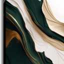 Emerald Green Wall Art Abstract Wall Decor Framed Beige and Gold Texture Picture Modern Posters Abstract Canvas Prints for Living Room Bedroom Home Office Ready to Hang - 16.00"x24.00"