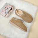 SMajong Women's Slippers Mens Platform Mini Boots Fuzzy House Slipper Fur Fleece Winter Home Shoes Indoor and Outdoor (Beige)