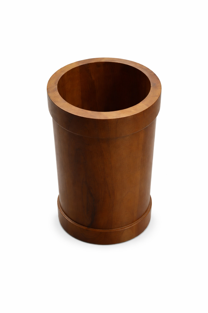 One Wall Brands Wood Utensil Holder 7" Kitchen Utensil Storage for Counter Top Kitchen Décor Natural Finish Brown.