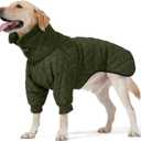 Warm Dog Coat with Double Zipper, Winter Dog Clothes for Small Medium Large Dogs, Turtleneck Dog Puffer Jacket, Two Legs Dog Cold Weather Coats, Wind & Waterproof Dog Winter Jacket (L, Green)