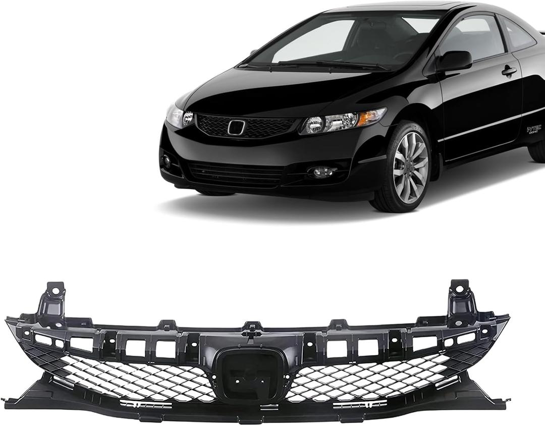 Replacement Parts Front Grille Grill Assembly Black Shell And Insert Compatible With Honda Civic 2009 2010 2011 Sedan
