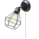 GLOBE Electric 65291 1-Light Plug-in or Hardwire Industrial Cage Wall Sconce, Matte Black Finish, On/Off Rotary Switch, 6ft Clear Cord, Wall Lights for Bedroom, Bulb Not Included tdoor Plug-In Wall Sconce