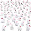 Marsui 100 Pcs Bunny Miniatures Figurines Rabbit Miniature Accessories Easter Garden Landscape Garden Bunny for Easter Accessories Dollhouses Decoration(Classic Rabbit)