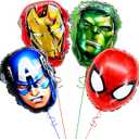 Superhero Balloons Set, 4 Piece Superhero Theme Party Decoration for Kids Boys Girls Birthday Supplies