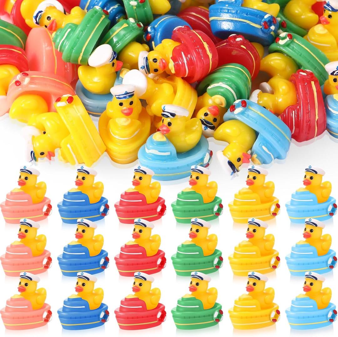 RoundFunny 50 Pcs Mini Resin Sailor Cruise Ducks, Tiny Cruise Duck in The Ship for Hiding Miniature Sailor Figurines for Nautical Ship Party Micro Landscape Garden Dollhouse Decor