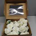 Floroom Artificial Flowers 50pcs Real Looking Ivory Foam Fake Roses with Stems for DIY Wedding Bouquets White Baby Shower Centerpieces Floral Arrangements Party Tables Home Decorations