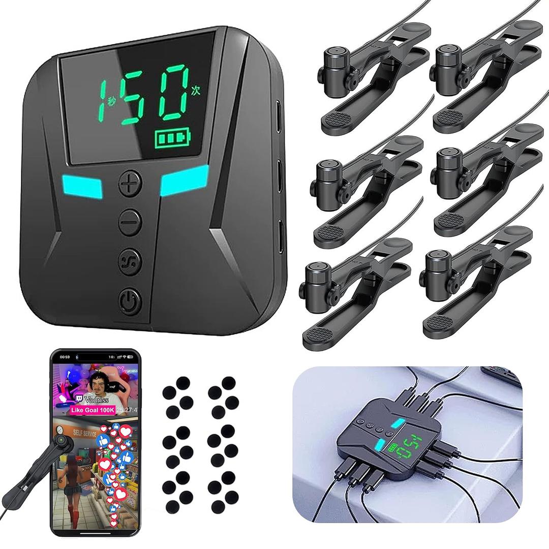 STRONGBERRY Auto Clicker with 6pcs Click Heads for iPhone iPad, Phone Screen Tapper for Android IOS, Simulated Finger Continuous Clicking, Adjustable Phone Clicker for Gaming, Live Broadcasts Likes, Lightning Deal, Reward Tasks, Adjustable with 50 Clicks per Second, Ultra-Slow Mode