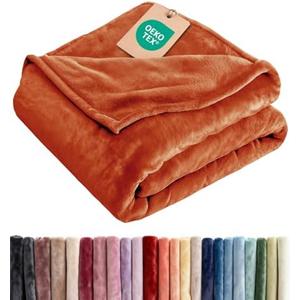 Ultra Soft Fleece Blanket King Size - Flannel Fleece Luxury King Blanket - Lightweight for Couch Bed Chair - Thick, Warm and Breathable - All Season Cozy, Anti-Static Microplush Bedding, Burnt Orange