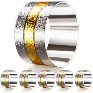 6 Pack Two Tone Textured Napkin Rings Holders Dcor Dinner Party Wedding Christmas Gathering (Two Tone-6PCS)