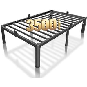 ROIL 18 Inch Twin Bed Frame with Rounded Corner and Headboard Hole Mattress Retainers 3500LBS Metal Heavy Duty Steel Slats No Box Spring Needed Platform Noise-Free Easy Assembly