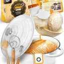 Dutch Oven for Bread Baking - incl. Sourdough Bread-Baking Supplies like Banneton Bread-Proofing Basket - 5QT Enameled Cast Iron Bread-Oven with Lid, Baking Pan, Scoring Tool Lame (White)