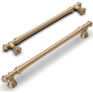 Amerdeco 10 Pack Champagne Bronze Cabinet Pulls 10 Inch(254mm) Hole Center Cabinet Hardware Kitchen Cabinet Handles for Bathroom Drawer Pulls Dresser Pulls ZH0014