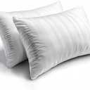 Hotel Grand White Feather Down Pillows Queen Size Set of 2 Packs 500 Thread Count Bed Pillows Soft Hypoallergenic 100% Cotton Breathable Hotel Collection Back/Side Sleeping Bed Pillows, 28"x20"/2 Packs