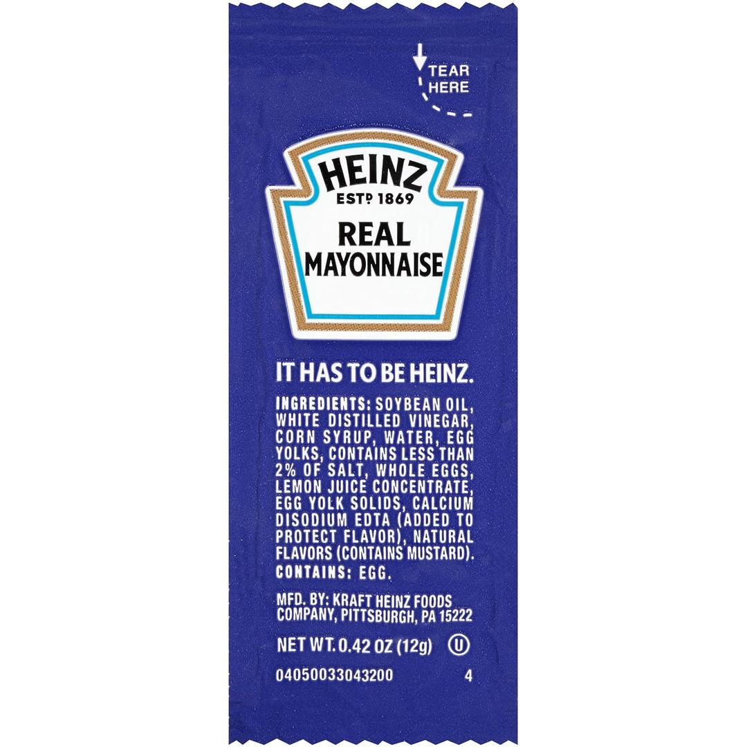Heinz Mayonnaise Single Serve Packages, 0.42 Oz, Pack of 200 EXP. 05/21/2026