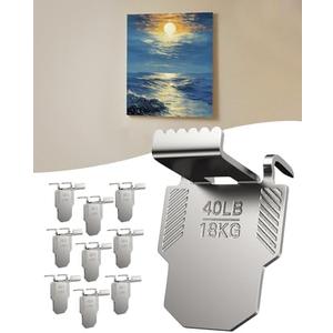 (ApeBest) 10 Canvas Hangers for Drywall Claw Hooks: Heavy Duty Damage Free Holds up to 40 lb 18"x24" Large Canvas Picture Frame Hanger Kit - Wall Hanging Hook Easy Removable for Room Décor