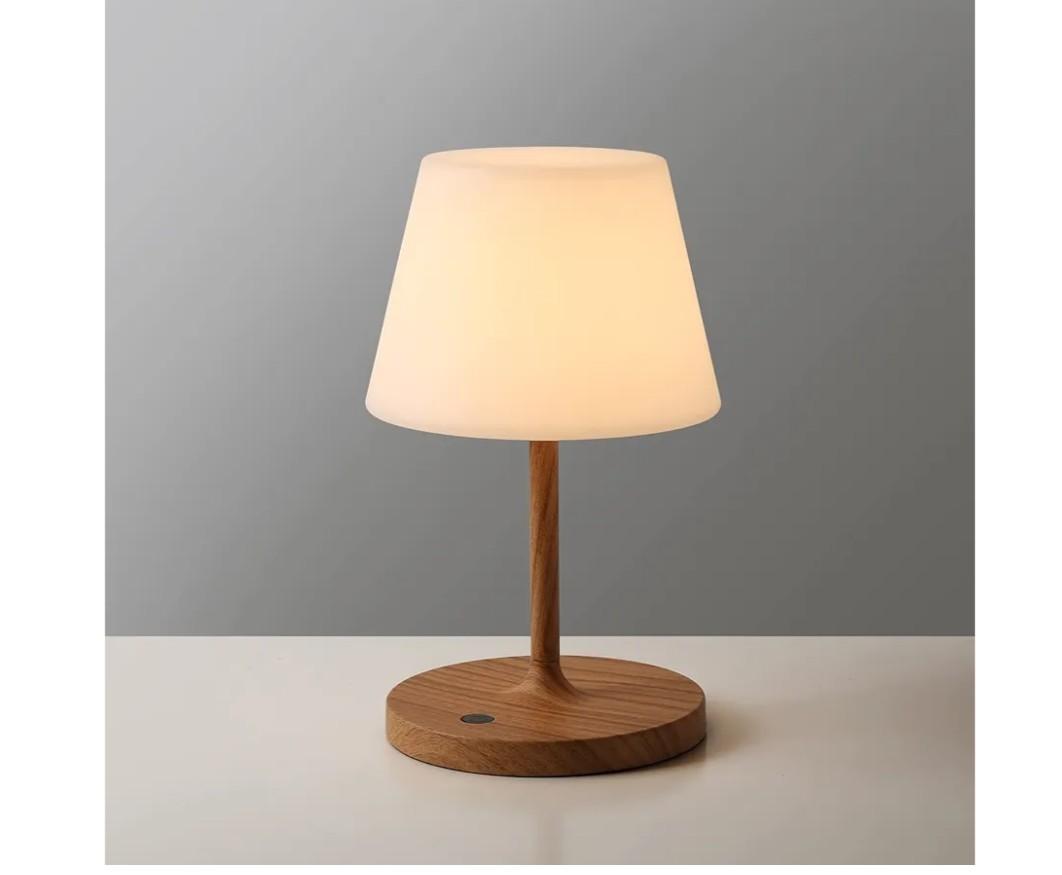 WEILAILUX Outdoor Battery Operated Table Lamp Waterproof, 4000mAh Cordless Table Lamp Rechargeable, Touch Dimmable Desk Lamp, LED Night Light for Patio Camping Restaurant Home (Wood Grain, 9.6in)