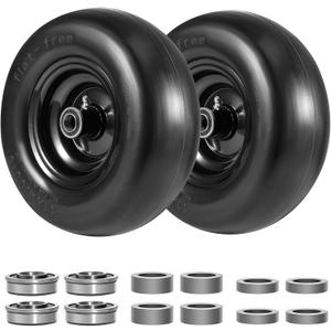 11x4.00-5" Lawn Mower Tire on Wheel Flat Free 2 PCS, 3/4" or 5/8" Bearing, Solid Mower Wheel for Residential and Commercial 3.4"-5" Centered Hub, Zero Turn Mower Front Tires