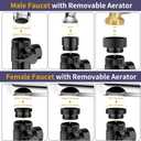 HOWUWEY Sink Hose Attachment for Faucet with 5 Adapters, Tub Faucet Sprayer Attachment, 3 Spray Modes Shower Head with ON/OFF Button, Filtered Shower Sprayer for Tub (Matte Black)