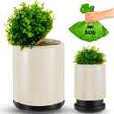 Jingmore Dog Poop Trash Can Outside 13 L/ 3. 4 Gal Dog Waste Trash Can with Lid, Plant-Styled, Double-Layer Design, Outdoor Garbage Container for Front Porch Backyard Office Patio(White)