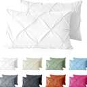 VACVELT Pintuck Pillow Cases King Size Set of 2, White Pillow Shams Decorative Pillowcases with Envelope Closure, Pinch Pleated Microfiber Pillowcases, Wrinkle and Stain Resistant