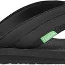 Sanuk Beer Cozy IV Mens Flip Flops - Memory Foam Beach Sandals, Black, 13