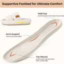 EverFoams Womens Fuzzy Open-toe Slippers Soft Comfy Memory Foam Indoor House Shoes (5-6, Vanilla Ice)