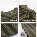 ANRABESS Women Two Piece Outfits Crochet Sheer Knit Sweater Top Wide Leg Pants Lounge Matching Sets Sweatsuit Travel Clothes (Green, L)