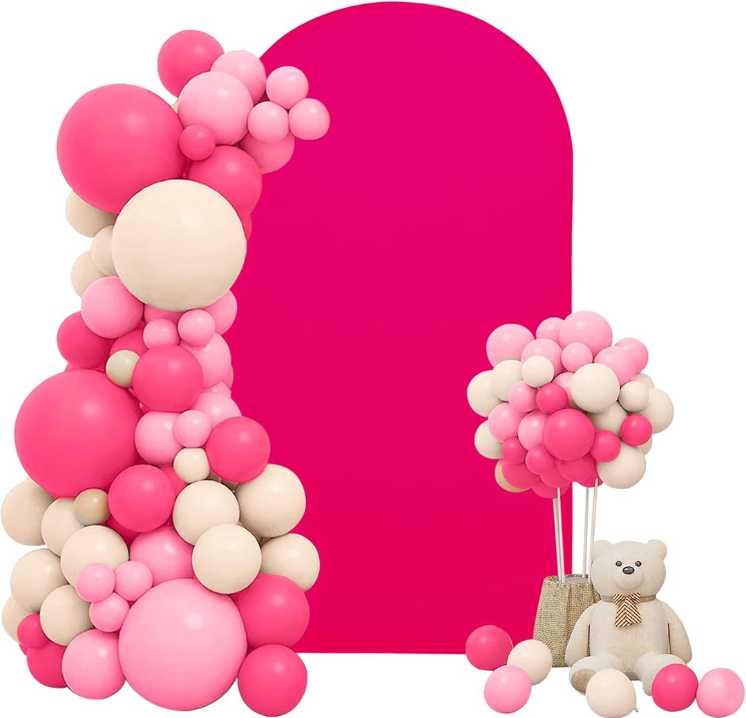 Chiara Wedding Arch Cover - 6.6FT Rose Red Stretchy Fitted Arch Stand Covers for Double-Side Backdrop Decoration at Wedding Banquet, Birthday Party, Ceremony & Baby Shower